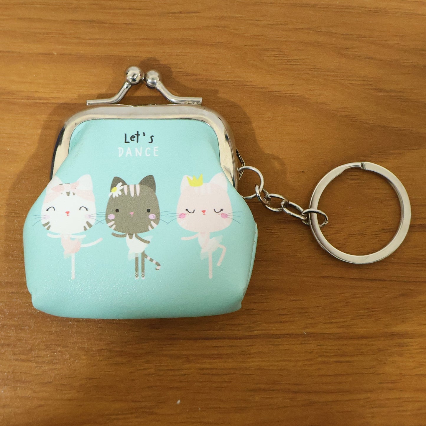 Cute Cartoon Cat Printed Mini Coin Purse Keychain (1 Pc)