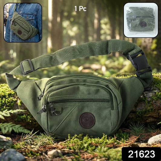 Stylish Multi-Pocket Black Waist Bag / Fanny Pack (1 Pc / Mix Design)