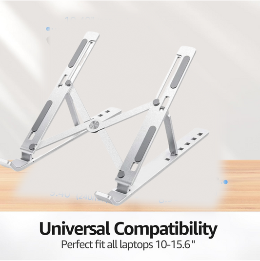 Metal Portable Laptop Stand – 6-Angle Adjustable Riser for Laptops, Phones & Tablets