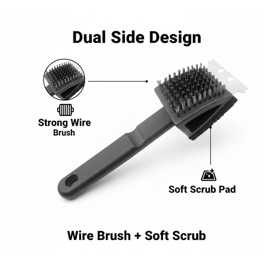 Black 2 Side Use Brush Scarp Cleaning Brush & Wire Brush for Garage Use