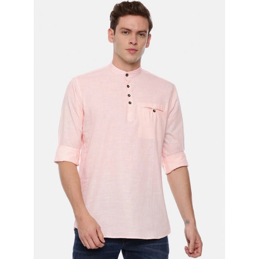 Generic Men's Cotton Slim Fit Casual Shirt (Material: Cotton, (Color:Pink)
