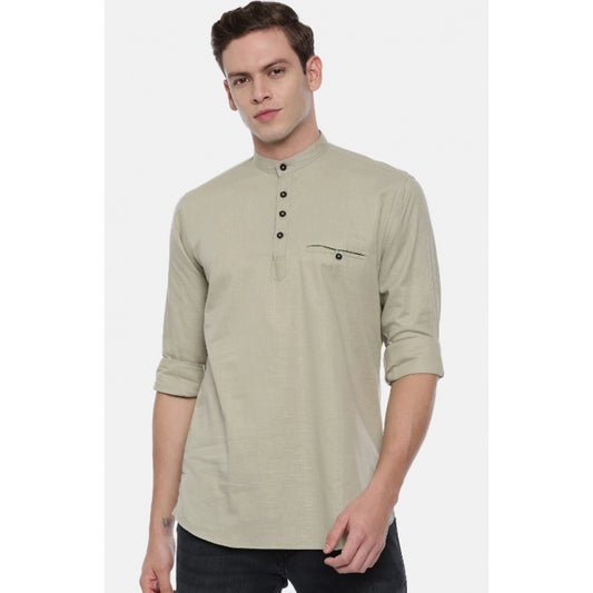 Generic Men's Cotton Slim Fit Casual Shirt (Material: Cotton, (Color:Grey)