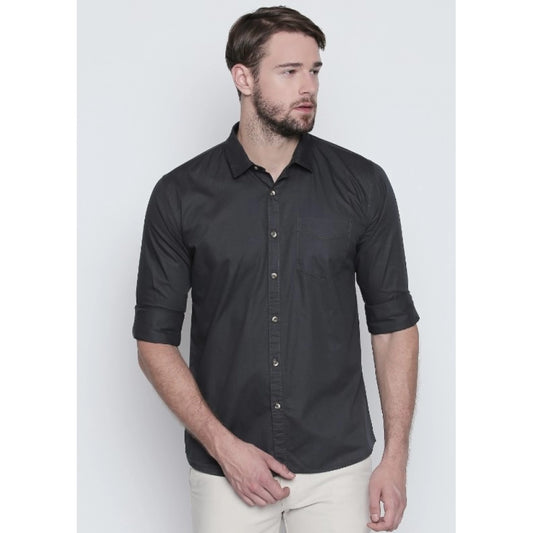 Generic Men's Cotton Slim Fit Casual Shirt (Material: Cotton, (Color:Grey)