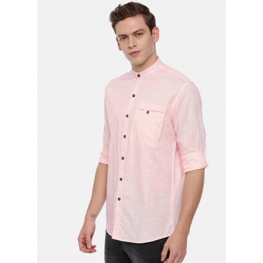 Generic Men's Cotton Slim Fit Casual Shirt (Material: Cotton, (Color:Pink)