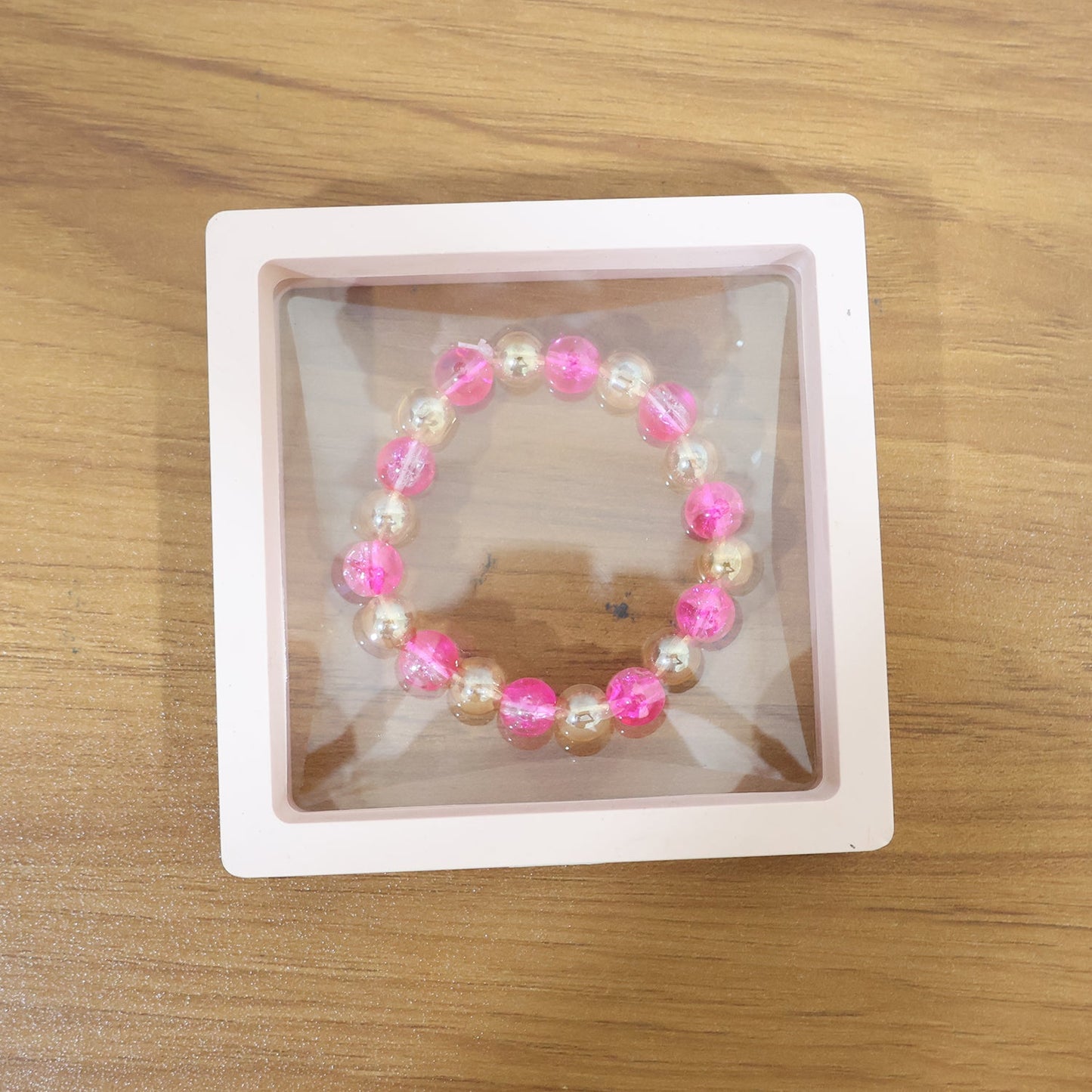 Elegant Dual-Tone Crystal Beaded Stretch Bracelet (1 Pc)