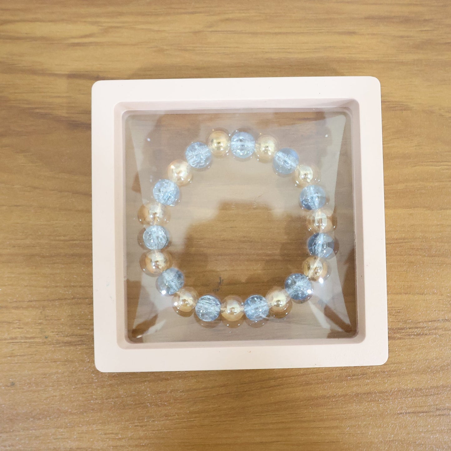 Elegant Dual-Tone Crystal Beaded Stretch Bracelet (1 Pc)