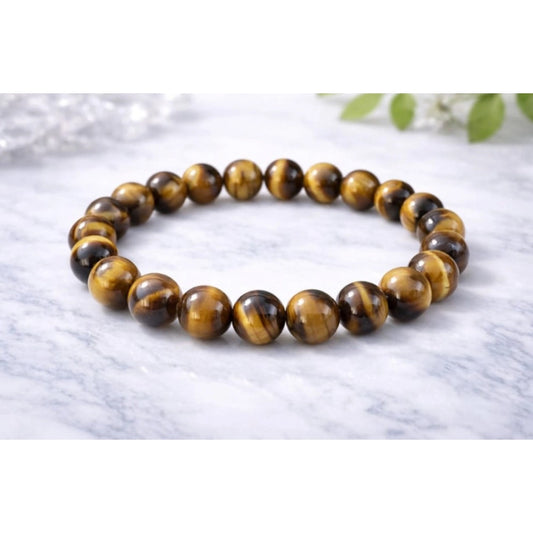 Generic Natural Crystal 8mm Tiger Eye Bracelet (Brown)