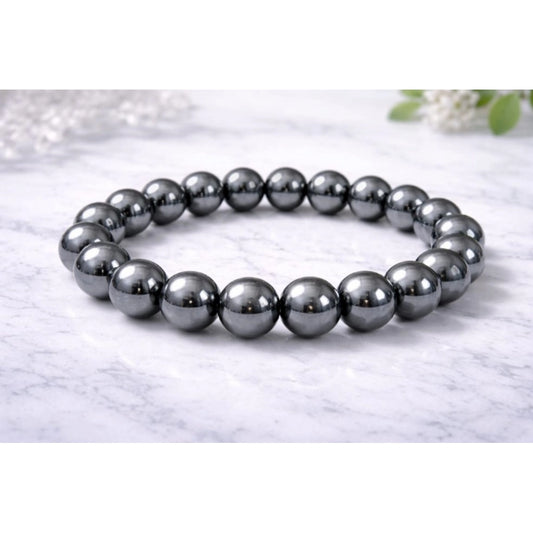 Generic Natural Crystal 8mm Hematite Bracelet (Grey)