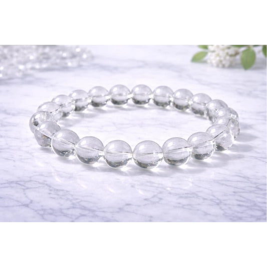 Generic Natural Crystal 8mm Clear Quartz Bracelet (White)