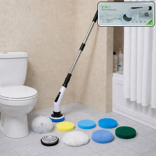 9 in 1 electric cleaning brush with extendable handle