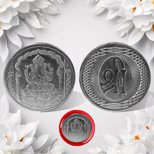 Ganesh Ji, Silver color Coin for Gift (1 Pc / Silver)