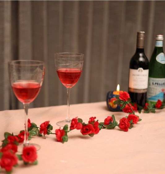 Generic Artificial Red Rose Vine Flowers Plants Artificial Flower Creeper Hanging Rose For Home Decoration (Color: Red, Material: Silk Polyester)