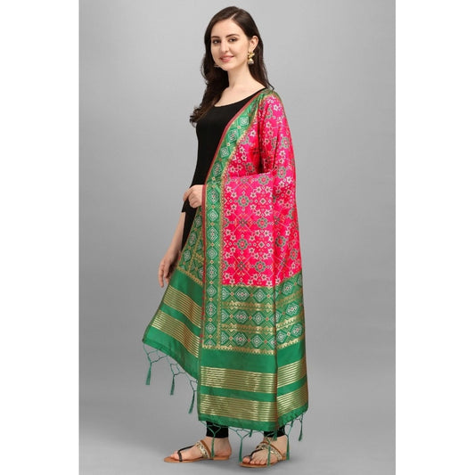 Generic Women's Silk Pure weaving Work Duppatta (Pink, Length: 2-2.3 Mtrs)