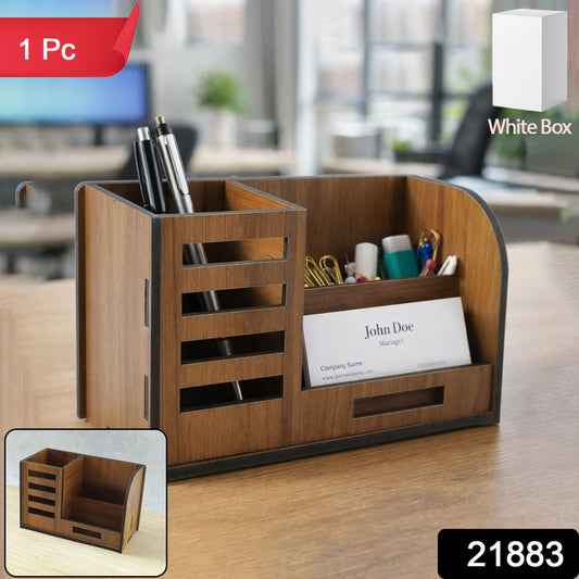 Wooden office table organizer for stationery