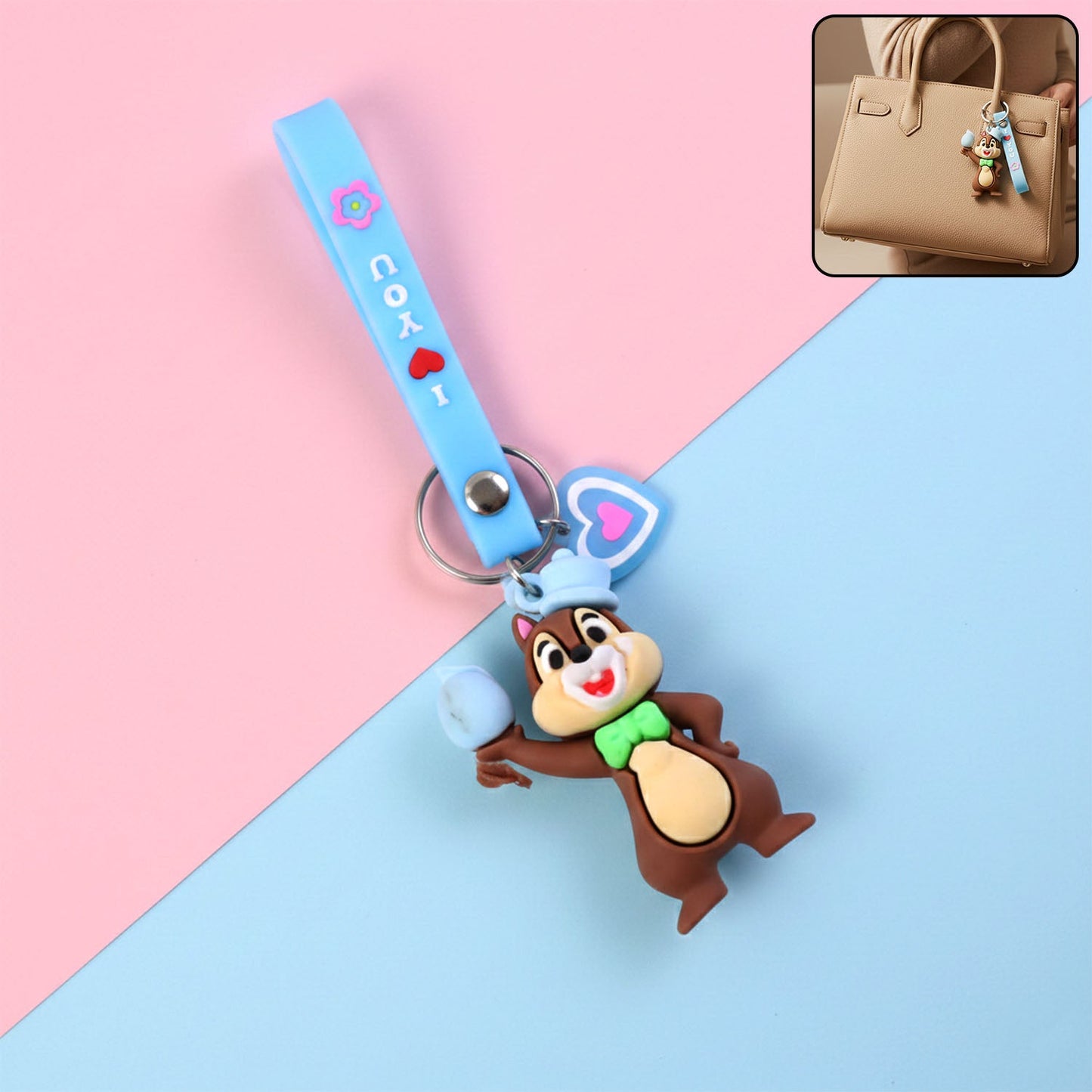 Cute cartoon squirrel character keychain