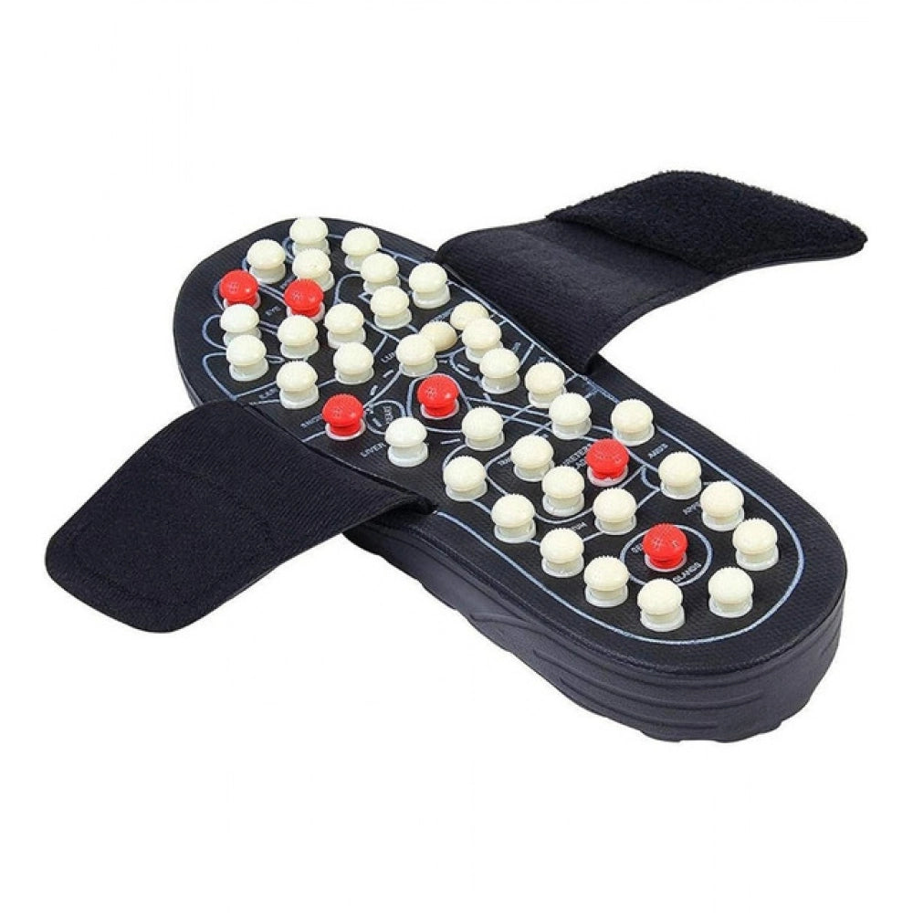 Generic Acupressure And Magnetic Therapy Slippers – Spring Accu Paduka Foot Massager for Blood Circulation (Unisex) (Color: Black)