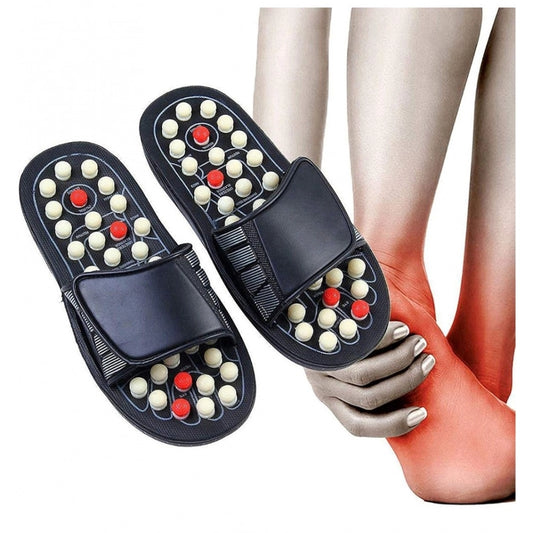 Generic Acupressure And Magnetic Therapy Slippers – Spring Accu Paduka Foot Massager for Blood Circulation (Unisex) (Color: Black)