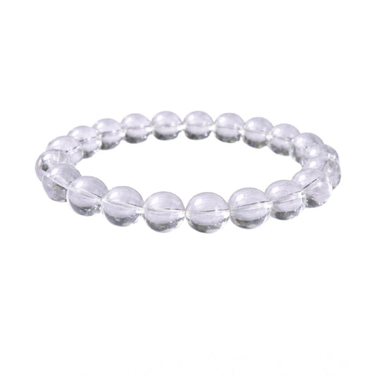 Generic Natural Crystal 8mm Clear Quartz Bracelet (White)
