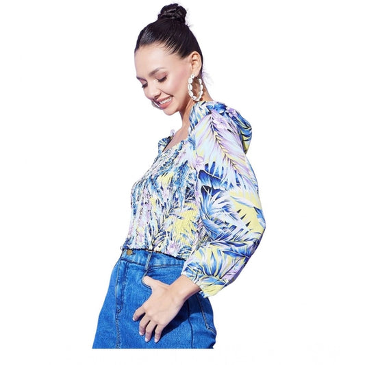 Generic Women's Polyester Floral Long Sleeves Top (Multicolor)